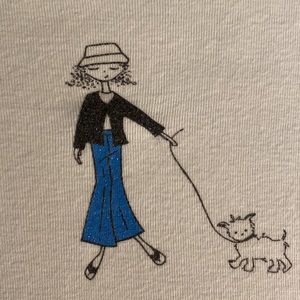 Vintage Gap Tee Shirt of Glitter Girl Walking Dog